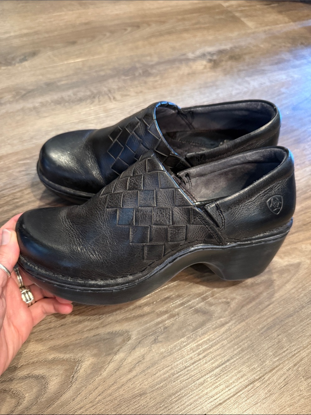 ARIAT Briar Black Leather Clogs Size 8 - Picture 4 of 9